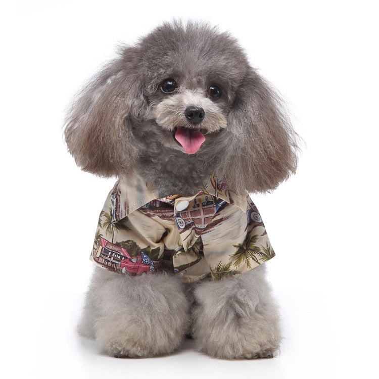 Pet Beach Shirt Dog Print Spring And Summer Clothes, S, M, L, XL