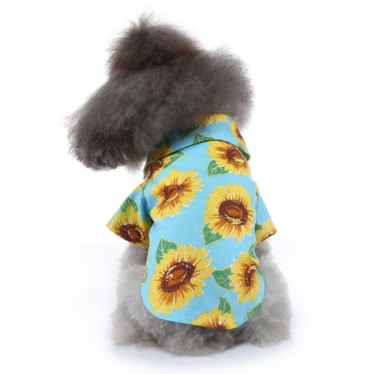 Pet Beach Shirt Dog Print Spring And Summer Clothes, S, M, L, XL