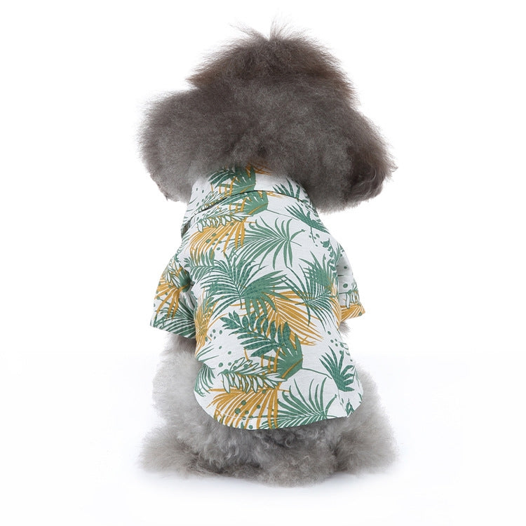 Pet Beach Shirt Dog Print Spring And Summer Clothes, S, M, L, XL