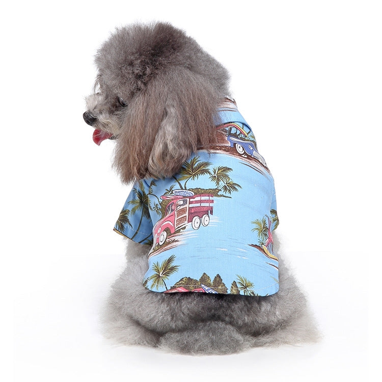 Pet Beach Shirt Dog Print Spring And Summer Clothes, S, M, L, XL
