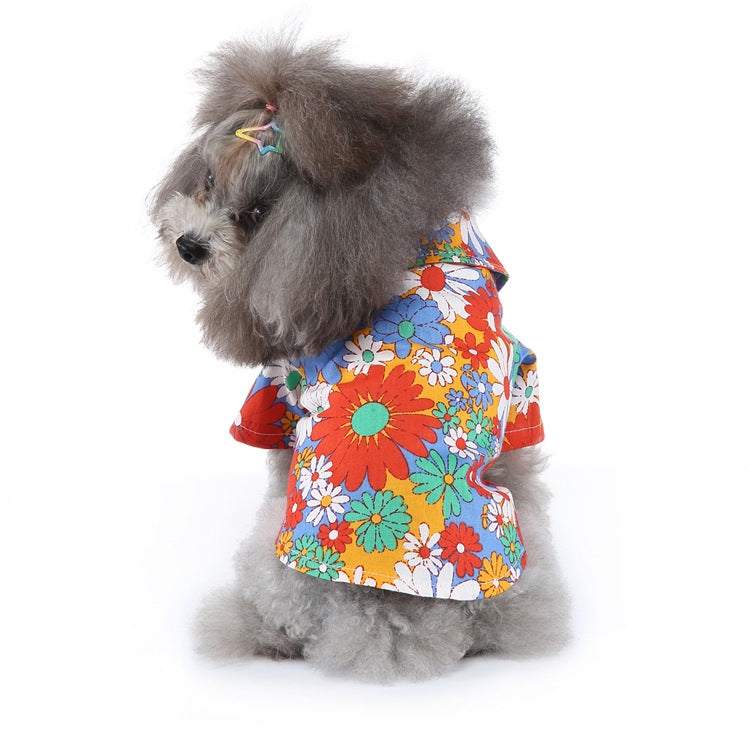 Pet Beach Shirt Dog Print Spring And Summer Clothes, S, M, L, XL