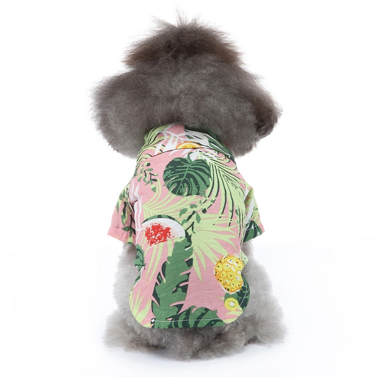 Pet Beach Shirt Dog Print Spring And Summer Clothes, S, M, L, XL