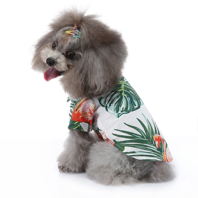 Pet Beach Shirt Dog Print Spring And Summer Clothes, S, M, L, XL