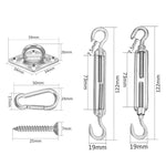 Outdoor Rectangle Shade Sail 304 Stainless Steel Accessories Outdoor Shade Flower Basket Screws Diamond Door Buckle, 24 PCS / M5 Set