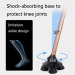 TBS-009 Four-Legged Folding Elderly Crutches Aluminum Alloy Light And Multifunctional Non-Slip Crutches With Light, TBS-009(Brown), TBS-009(Black)