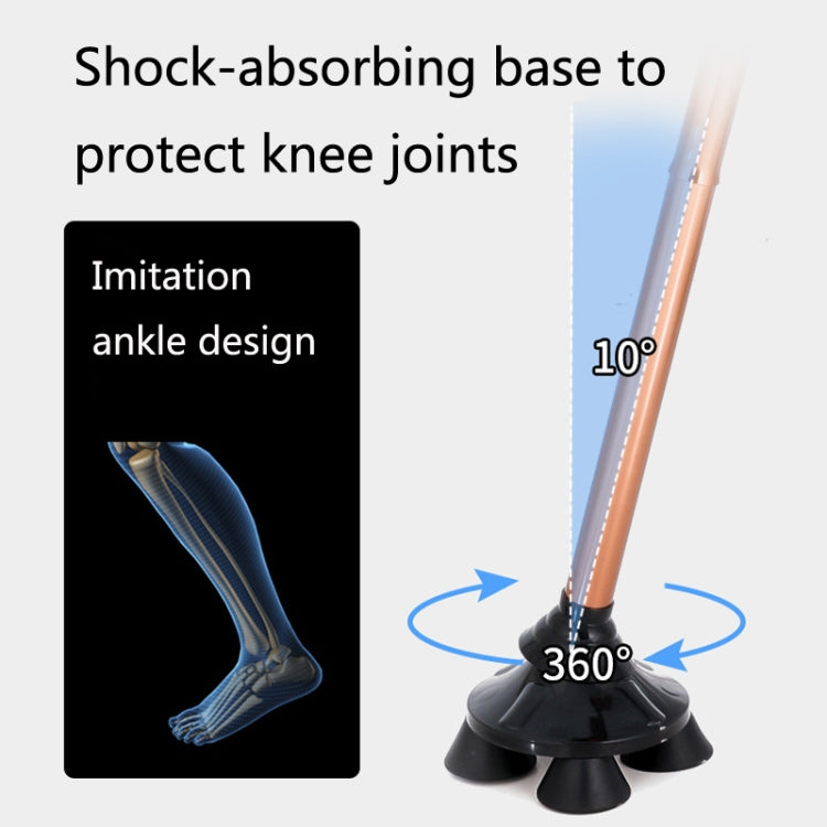 TBS-009 Four-Legged Folding Elderly Crutches Aluminum Alloy Light And Multifunctional Non-Slip Crutches With Light, TBS-009(Brown), TBS-009(Black)