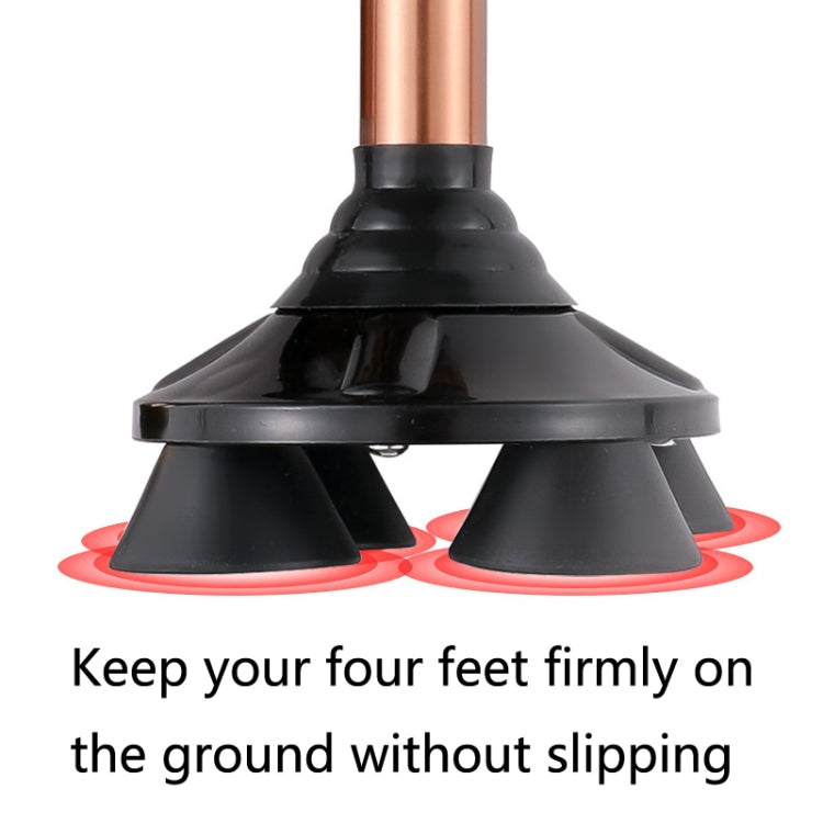 TBS-009 Four-Legged Folding Elderly Crutches Aluminum Alloy Light And Multifunctional Non-Slip Crutches With Light, TBS-009(Brown), TBS-009(Black)