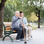 TBS-009 Four-Legged Folding Elderly Crutches Aluminum Alloy Light And Multifunctional Non-Slip Crutches With Light, TBS-009(Brown), TBS-009(Black)