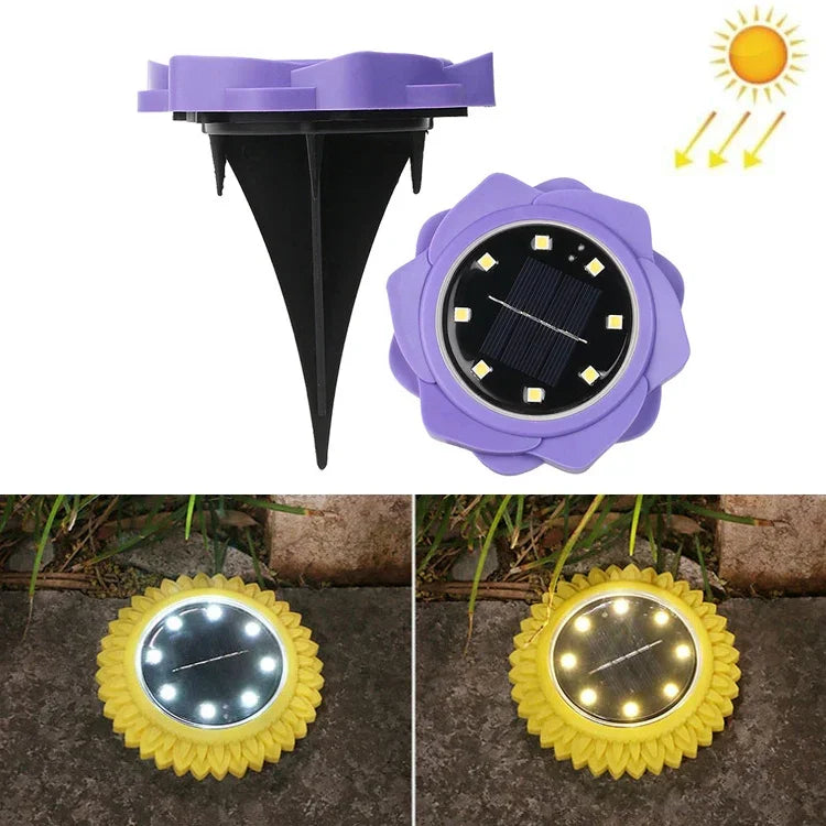 2 PCS 8 LEDs Solar Petals Buried Lamp Waterproof Garden Lawn Light, Specification:, Purple Lily (White Light), Purple Lily (Warm Light), Purple Lily (Colorful Light), Red Rose (White Light), Red Rose (Warm Light), Red Rose (Colorful Light)             ...