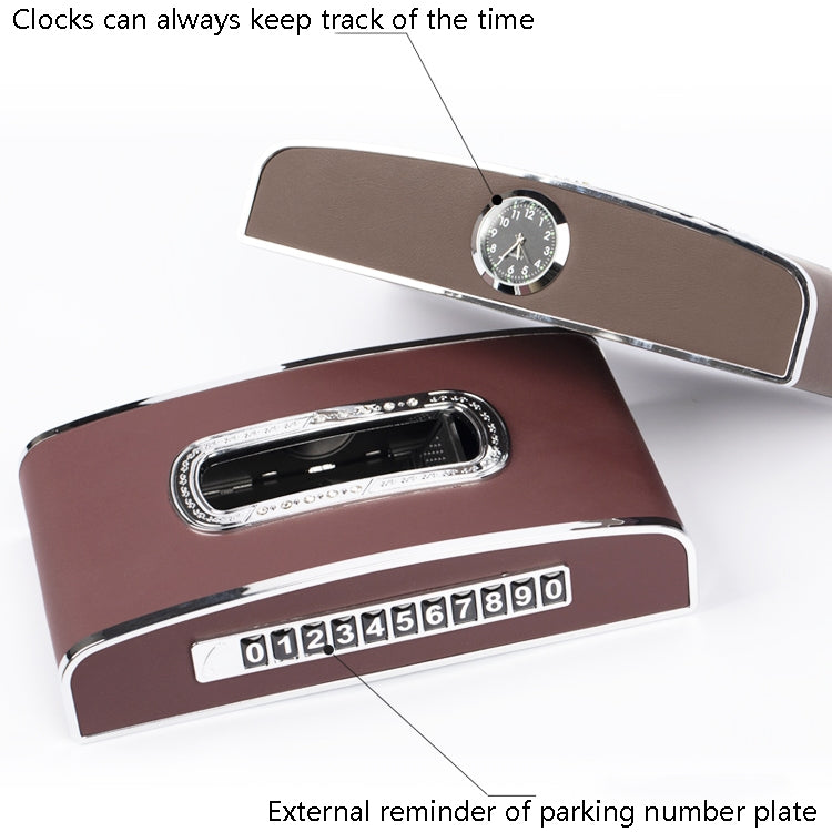 Car Clock Tissue Box Multi-Function Vehicle Instrument Table Paper Towel Box, Style:, Clock+Parking Card (Green), Clock+Parking Card (Ivory), Clock+Parking Card (Agate), Clock+Parking Card (Black), Clock+Parking Card (Gray)                             ...