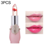 Transparent Changed Color Moisturizer Jelly Flower Long-lasting Lipbalm, light pink, rose red, deep red, yellow, light green, purple