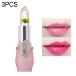 Transparent Changed Color Moisturizer Jelly Flower Long-lasting Lipbalm, light pink, rose red, deep red, yellow, light green, purple