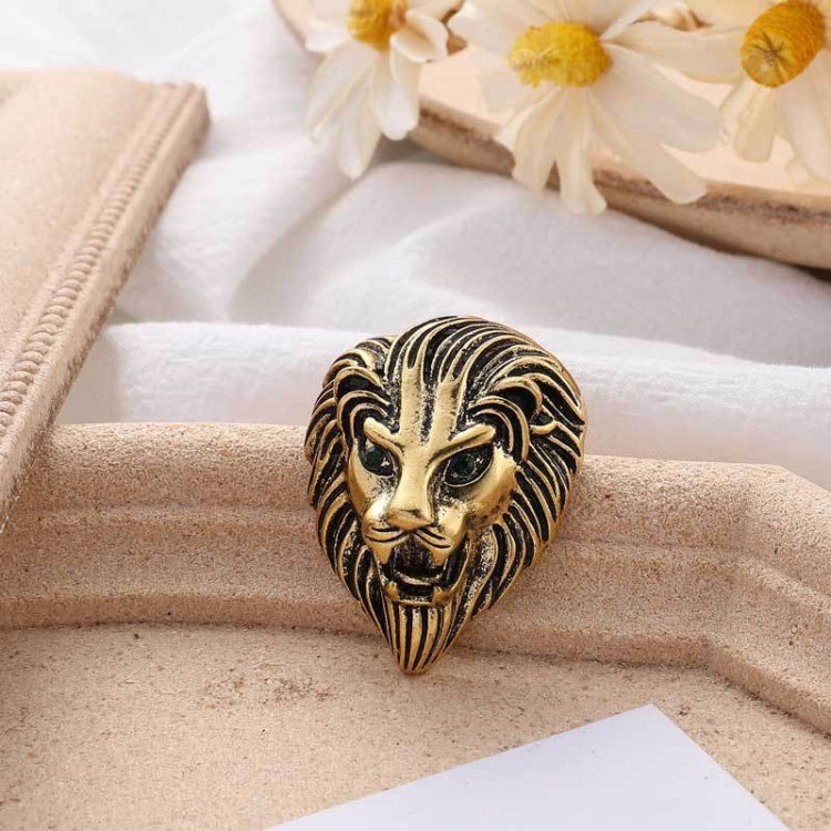 Personality Creative Lion Brooches Retro Alloy Animal Badge Coat Suit Chest Blossom, Lion(Golden)