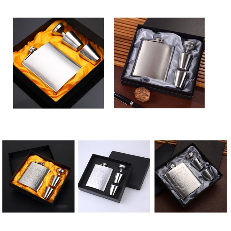 Portable Stainless Steel Hip Flask Set With Wine Glass Funnel, 7OZ Yellow Grunge, 7OZ Gray Grunge, 7OZ Jack Yellow Grunge, 7OZ Jack Gray Grunge, 7OZ Jack Black Core
