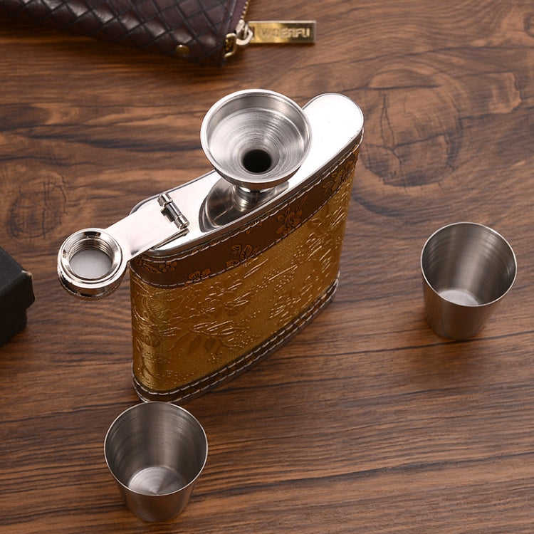 Portable Stainless Steel Hip Flask Set With Wine Glass Funnel, Style:, 8OZ New Jack Patch Core, 8OZ Old Jack Patch Core, 8OZ Old Man Patch Core, 8OZ Yellow Floral Pattern Core, 7OZ Black Leather Jack Gray, 7OZ Black Leather Old Man Gray
