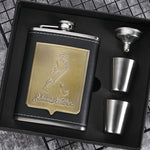 Portable Stainless Steel Hip Flask Set With Wine Glass Funnel, Style:, 8OZ New Jack Patch Core, 8OZ Old Jack Patch Core, 8OZ Old Man Patch Core, 8OZ Yellow Floral Pattern Core, 7OZ Black Leather Jack Gray, 7OZ Black Leather Old Man Gray