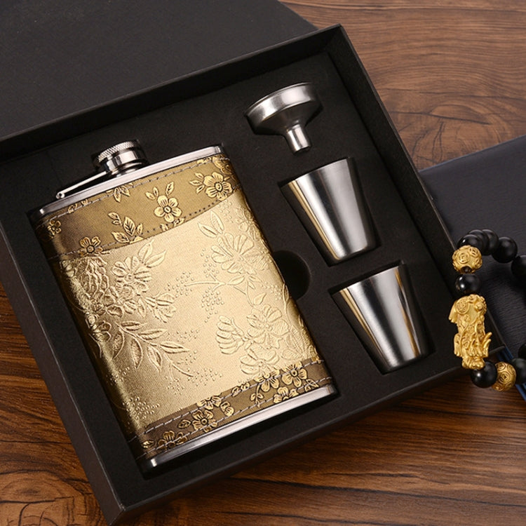 Portable Stainless Steel Hip Flask Set With Wine Glass Funnel, Style:, 8OZ New Jack Patch Core, 8OZ Old Jack Patch Core, 8OZ Old Man Patch Core, 8OZ Yellow Floral Pattern Core, 7OZ Black Leather Jack Gray, 7OZ Black Leather Old Man Gray