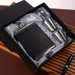 Portable Stainless Steel Hip Flask Set With Wine Glass Funnel, Style:, 8OZ New Jack Patch Core, 8OZ Old Jack Patch Core, 8OZ Old Man Patch Core, 8OZ Yellow Floral Pattern Core, 7OZ Black Leather Jack Gray, 7OZ Black Leather Old Man Gray