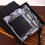 Portable Stainless Steel Hip Flask Set With Wine Glass Funnel, Style:, 8OZ New Jack Patch Core, 8OZ Old Jack Patch Core, 8OZ Old Man Patch Core, 8OZ Yellow Floral Pattern Core, 7OZ Black Leather Jack Gray, 7OZ Black Leather Old Man Gray