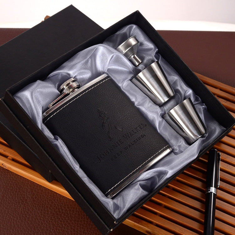 Portable Stainless Steel Hip Flask Set With Wine Glass Funnel, Style:, 8OZ New Jack Patch Core, 8OZ Old Jack Patch Core, 8OZ Old Man Patch Core, 8OZ Yellow Floral Pattern Core, 7OZ Black Leather Jack Gray, 7OZ Black Leather Old Man Gray