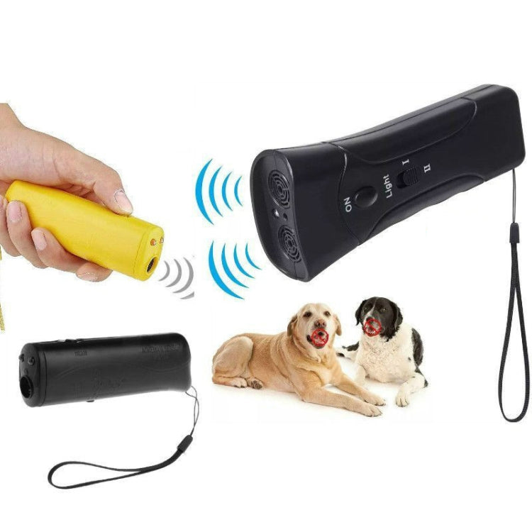 LED Flashlight Ultrasonic Dog Repeller Portable Dog Trainer, Single-headed Black, Single-headed Yellow, Double black
