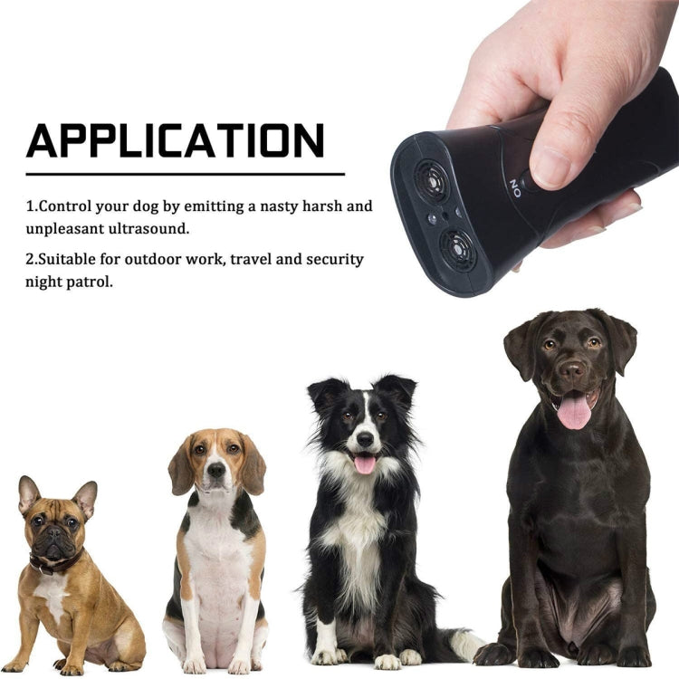 LED Flashlight Ultrasonic Dog Repeller Portable Dog Trainer, Single-headed Black, Single-headed Yellow, Double black
