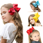 5 PCS 6 Inch Colorful Kids Girls Big Solid Ribbon Hair Bow Clips