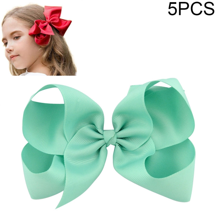 5 PCS 6 Inch Colorful Kids Girls Big Solid Ribbon Hair Bow Clips