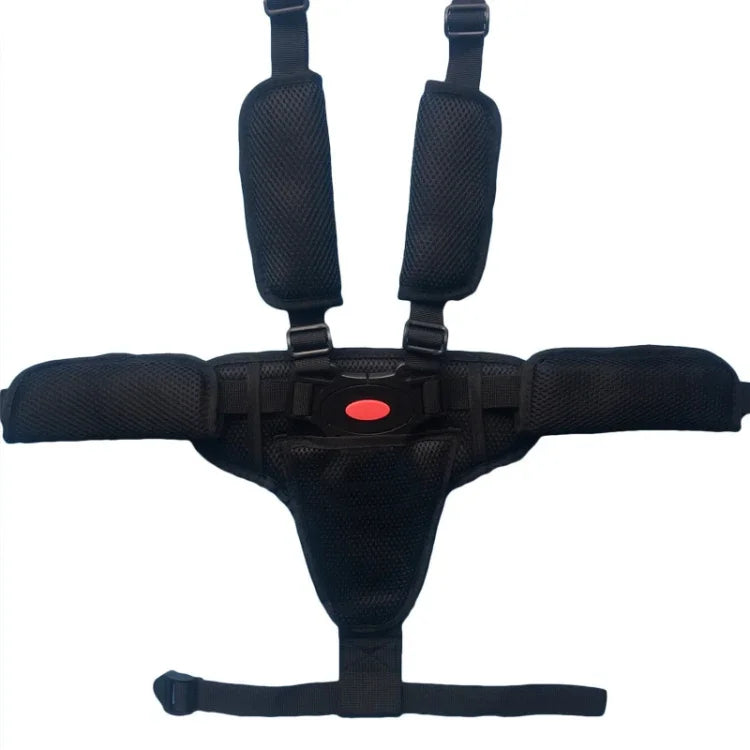 Ceinture de sécurité à cinq points pour chaise haute bébé, version Type A + sangle de fixation + épaulière épaisse + grande protection d'entrejambe, noir, rouge, rose, bleu ciel, gris