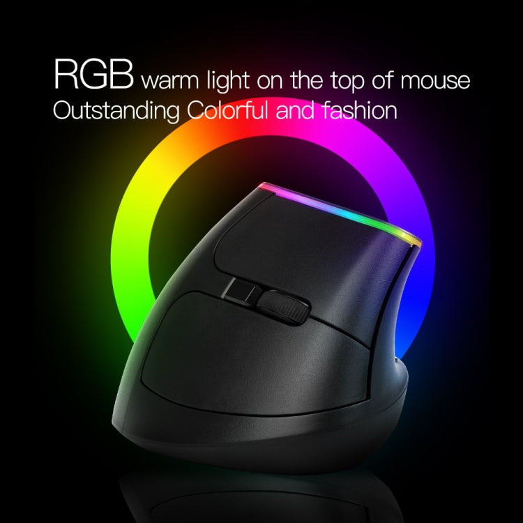 DELUX M618C 6 Keys 1600 DPI RGB Vertical Wireless Bluetooth Dual Mode Mouse, M618C(Black), M618C(White)