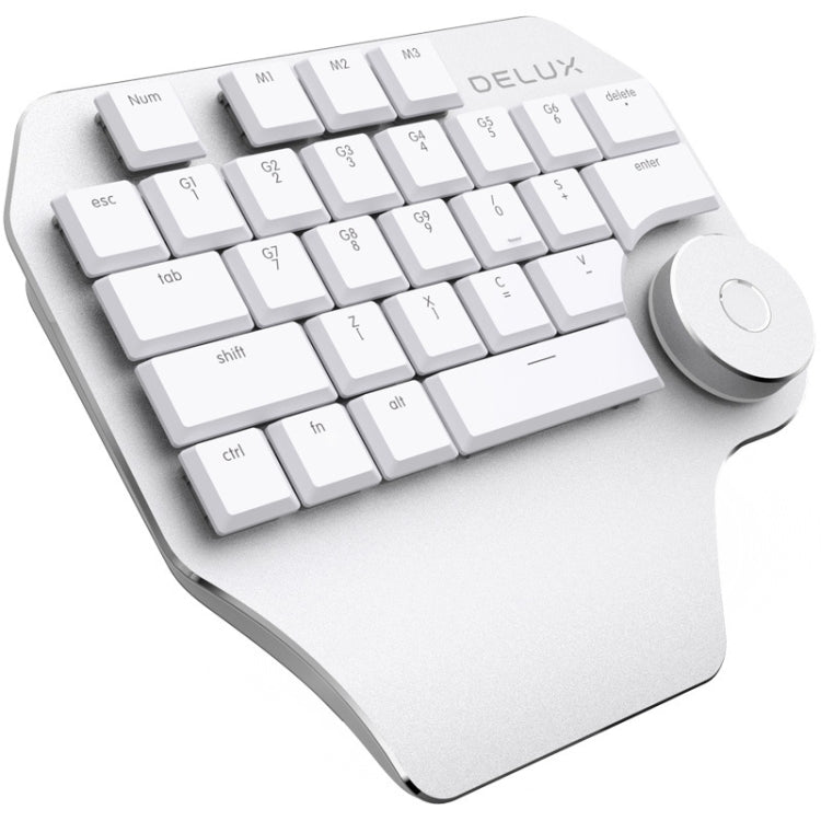 DELUX T11 29 Keys Single-Hand Keyboard Shortcut Key Speech Tool Flat Keyboard, Colour: Silver, Silver, Black