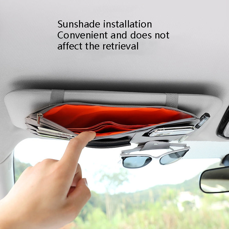 2 PCS Auto Sun Visor Card Clip Business Card Glasses Clip Zipper Car Mobile Phone Document Folder, Gray, Beige, Black, Red, Pink, Blue