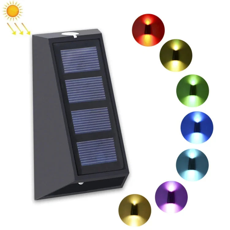 2 PCS N771 Solar Wall Light Up And Down Lights Outdoor Wall Lights Garden Light, Colorful Light, Warm+White Light