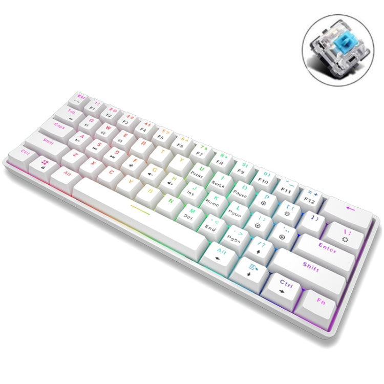 LEAVEN K28 61 Keys Gaming Office Computer RGB Wireless Bluetooth + Wired Dual Mode Mechanical Keyboard, Cabel Length:1.5m, Green Axis (White), Green Axis (Blue), Green Axis (Pink), Red Axis (White), Red Axis (Blue), Red Axis (Pink), Tea Axis (White)   ...