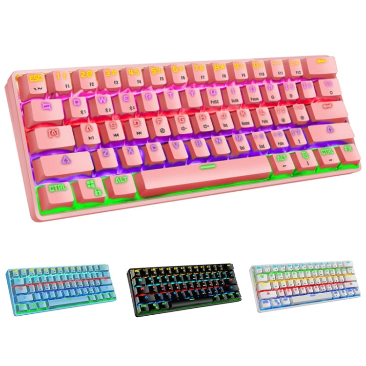 LEAVEN K28 61 Keys Gaming Office Computer RGB Wireless Bluetooth + Wired Dual Mode Mechanical Keyboard, Cabel Length:1.5m, Green Axis (White), Green Axis (Blue), Green Axis (Pink), Red Axis (White), Red Axis (Blue), Red Axis (Pink), Tea Axis (White)   ...