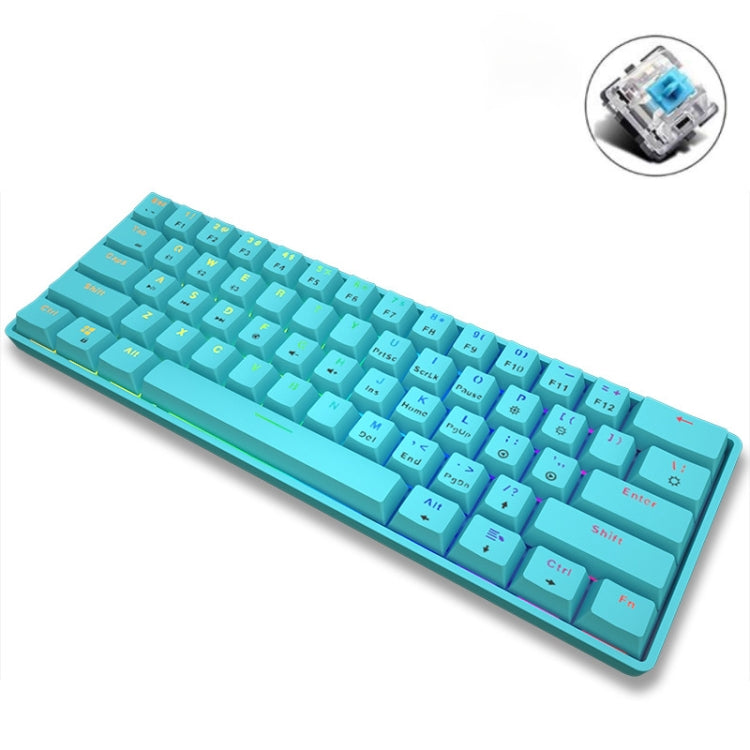 LEAVEN K28 61 Keys Gaming Office Computer RGB Wireless Bluetooth + Wired Dual Mode Mechanical Keyboard, Cabel Length:1.5m, Green Axis (White), Green Axis (Blue), Green Axis (Pink), Red Axis (White), Red Axis (Blue), Red Axis (Pink), Tea Axis (White)   ...