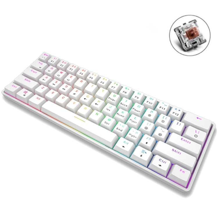 LEAVEN K28 61 Keys Gaming Office Computer RGB Wireless Bluetooth + Wired Dual Mode Mechanical Keyboard, Cabel Length:1.5m, Green Axis (White), Green Axis (Blue), Green Axis (Pink), Red Axis (White), Red Axis (Blue), Red Axis (Pink), Tea Axis (White)   ...