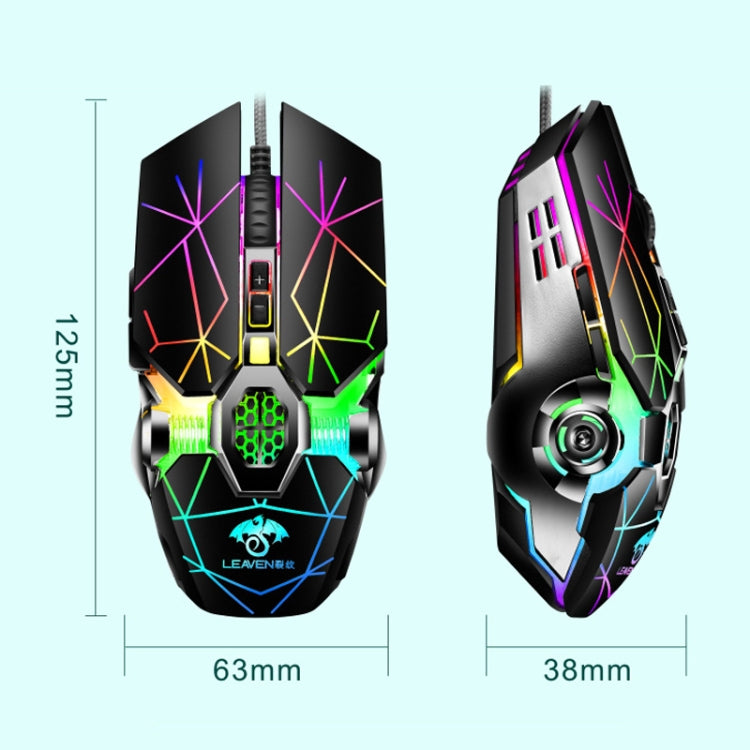 LEAVEN 7 Keys 4000DPI USB Wired Computer Office Luminous RGB Mechanical Gaming Mouse, Cabel Length:1.5m, S30 Black, S30 White, S30 Pink, S10 Black