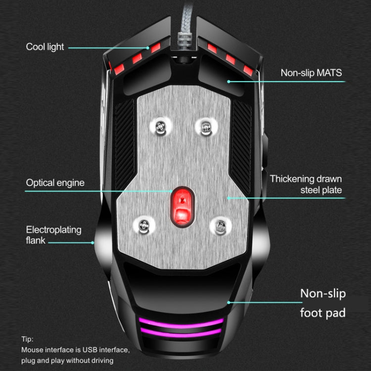 LEAVEN 7 Keys 4000DPI USB Wired Computer Office Luminous RGB Mechanical Gaming Mouse, Cabel Length:1.5m, S30 Black, S30 White, S30 Pink, S10 Black
