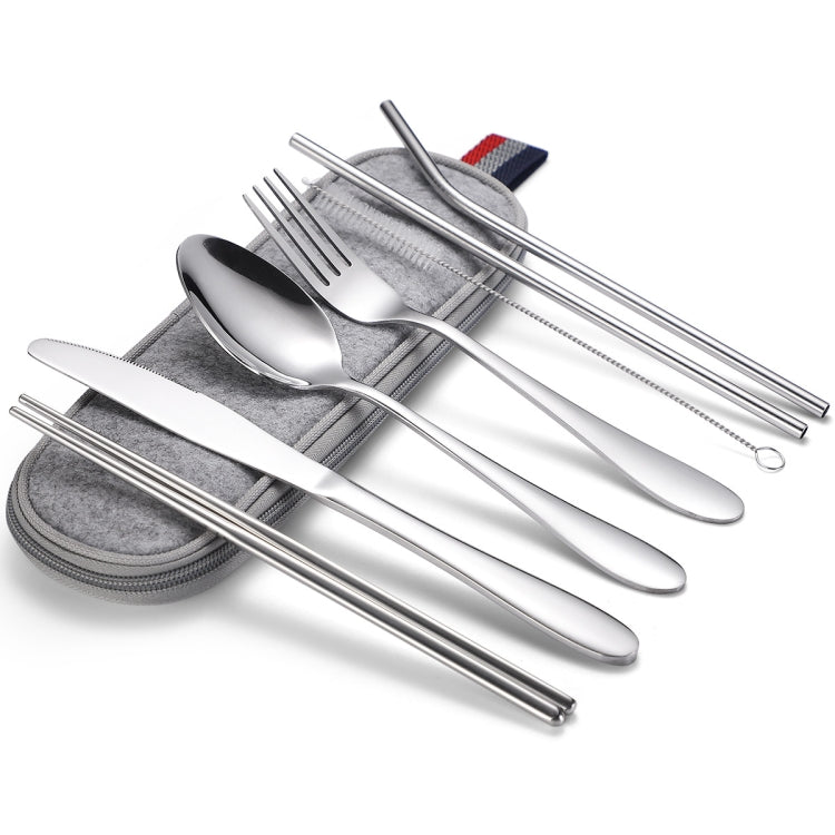 7 in 1 Cutlery Spoon Chopsticks And Straw Set Stainless Steel Portable Cutlery Set, Silver + Light Bag, Gold+ Light Bag, Rose+ Light Bag, Symphony + Light Bag, Black+ Light Bag, Silver + Deep Bag, Gold  + Deep Bag, Rose  + Deep Bag, Symphony + Deep Bag...