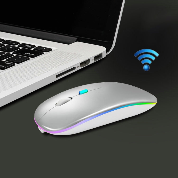 Y20 4 Keys Colorful Glow Charging Mute Mouse Notebook Game Wireless Mouse, 2.4G + Bluetooth (Silver)
