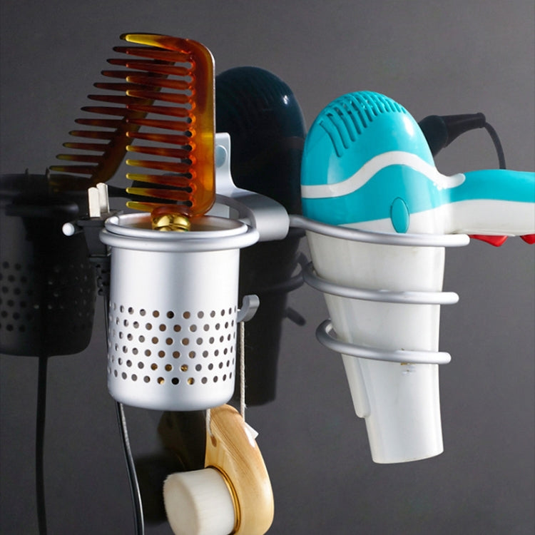 Space Aluminum Golden Hair Dryer Rack, With Barrel (Silver), With Barrel (Gold), With Double Barrel, With Toothbrush Holder