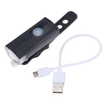 مصباح دراجة قابل لإعادة الشحن عبر USB مقاوم للماء، مجموعة مصباح أمامي وخلفي للدراجة، أسود