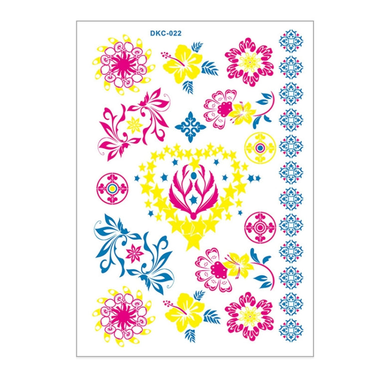 10 PCS Fluorescent Flower Arm Tattoo Sticker Face Sticker Waterproof Feather Tattoo Arm Tattoo Sticker, DKCS010, DKCS017, DKCS019, DKCS022, DKCS025, DKCS028, DKCS032, DKCS033, DKCS034, DKCS036, DKCS037, DKCS042