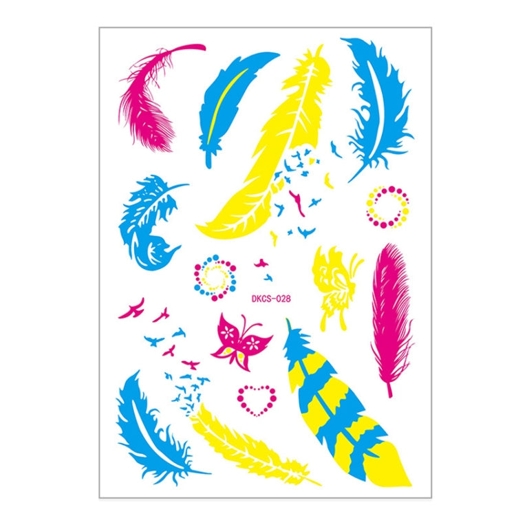 10 PCS Fluorescent Flower Arm Tattoo Sticker Face Sticker Waterproof Feather Tattoo Arm Tattoo Sticker, DKCS010, DKCS017, DKCS019, DKCS022, DKCS025, DKCS028, DKCS032, DKCS033, DKCS034, DKCS036, DKCS037, DKCS042