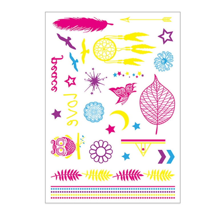 10 PCS Fluorescent Flower Arm Tattoo Sticker Face Sticker Waterproof Feather Tattoo Arm Tattoo Sticker, DKCS010, DKCS017, DKCS019, DKCS022, DKCS025, DKCS028, DKCS032, DKCS033, DKCS034, DKCS036, DKCS037, DKCS042