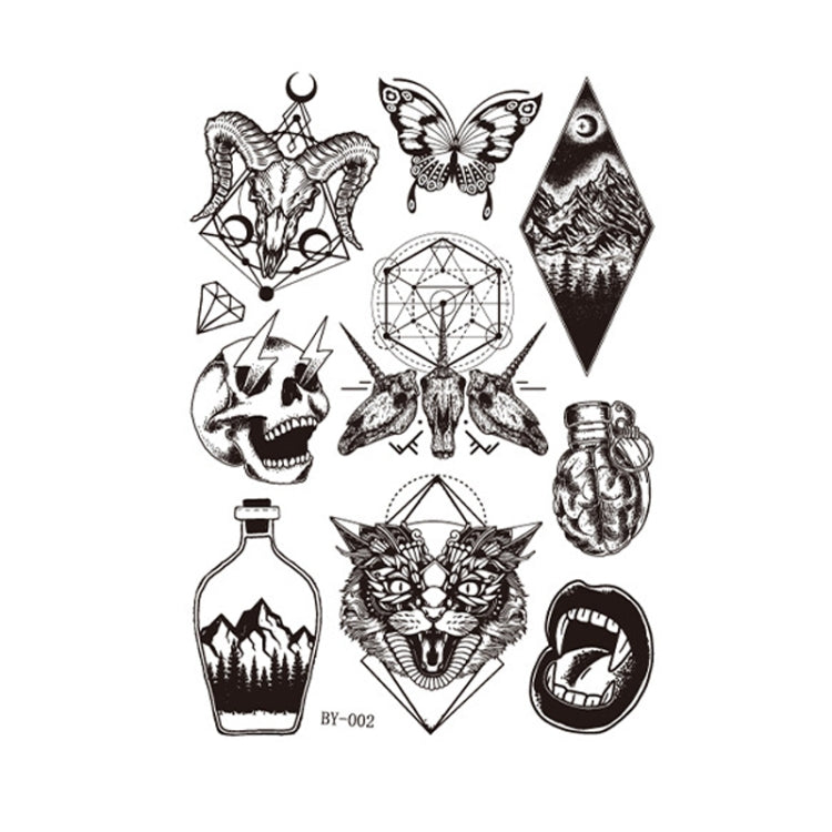 10 PCS Dark Fluorescent Color Changing Animal Luminous Flower Arm Waterproof Adult Tattoo Stickers, BY-001, BY-002, BY-003, BY-004, BY-005, BY-006, BY-007, BY-008