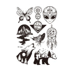 10 PCS Dark Fluorescent Color Changing Animal Luminous Flower Arm Waterproof Adult Tattoo Stickers, BY-001, BY-002, BY-003, BY-004, BY-005, BY-006, BY-007, BY-008