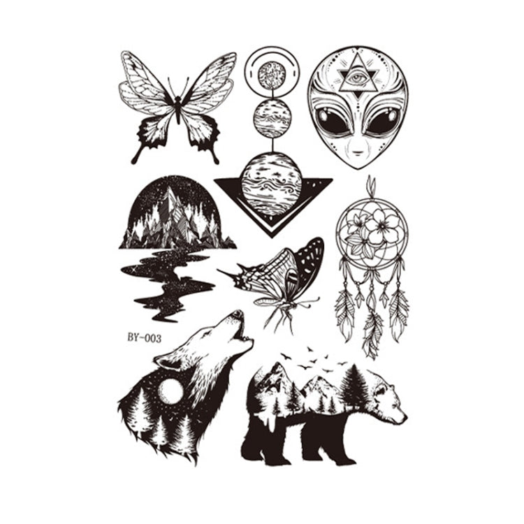 10 PCS Dark Fluorescent Color Changing Animal Luminous Flower Arm Waterproof Adult Tattoo Stickers, BY-001, BY-002, BY-003, BY-004, BY-005, BY-006, BY-007, BY-008