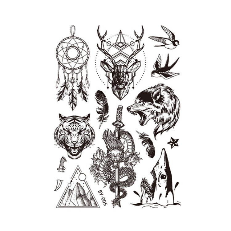 10 PCS Dark Fluorescent Color Changing Animal Luminous Flower Arm Waterproof Adult Tattoo Stickers, BY-001, BY-002, BY-003, BY-004, BY-005, BY-006, BY-007, BY-008